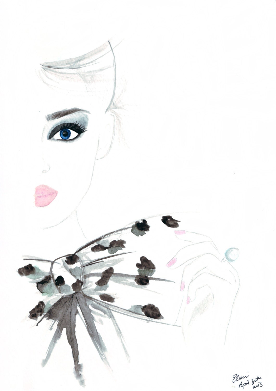 Print from original Watercolour illustration by Eleni - Titled Bow Top - Free Shipping