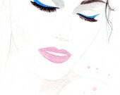 Print from original Watercolour illustration by Eleni - Titled Thinking of You - Free Shipping