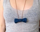 Jean, denim, bow, copper, ball and chain, long, necklace, by heatherbritton on etsy