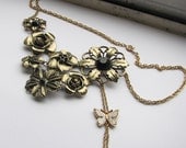 Flower Bib Necklace Sunflower Butterfly Statement