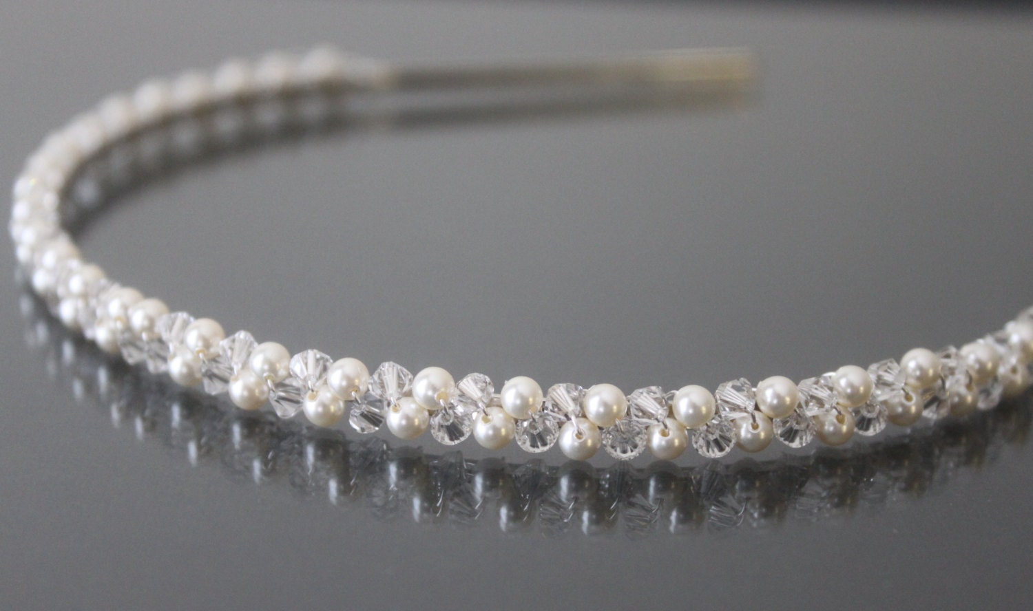 Swarovski Pearl and Crystal Headband-Gold Swarovski Headband-Silver Swarovski Headband-HB105