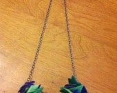 spring blue green "" upcycled felt statement necklace