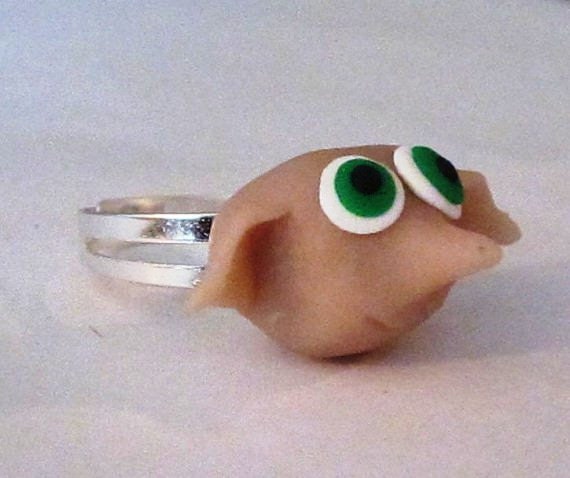 Harry Potter Jewelry - Dobby the House Elf Ring - Handmade - Polymer Clay - Adjustable Ring - Geekery - Gift Under 10, 20
