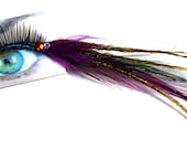 Mardi Gras Inspired Purple Peacock Feather False Eyelashes