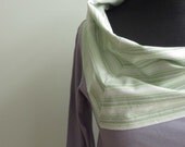 Green Striped Cowl Neck Lavender Purple Tshirt / Upcycled Clothing / Women Tops T-shirts / cowl neck made from mens dress shirt