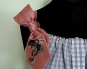 Purple Checkered Boyfriend Tank Top with Two Neckties Shoulder Straps / Women Tops / Upcycled / made from mens shirt and neckties / Size M/L