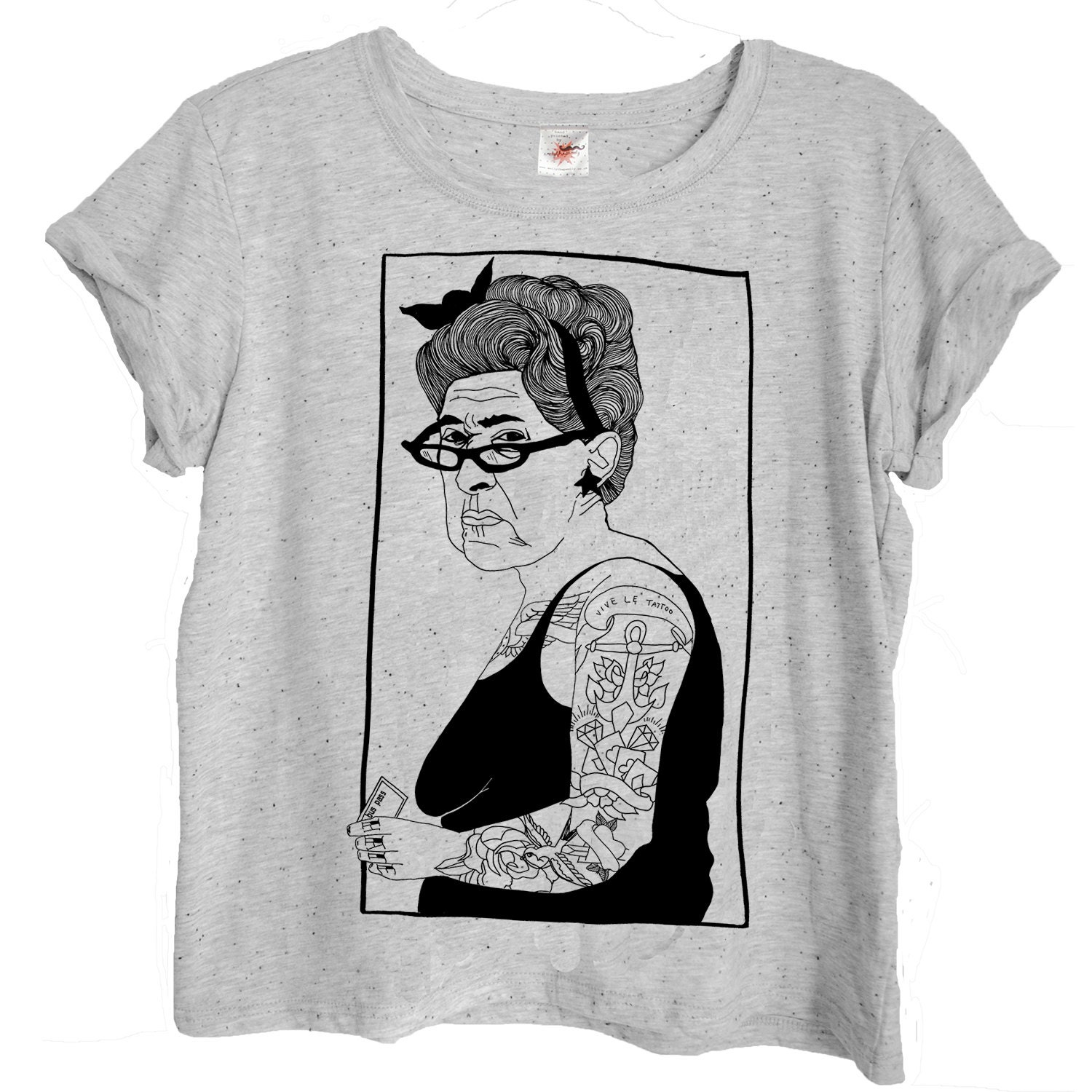 Hand Printed Tattoo Lady womens T-shirt