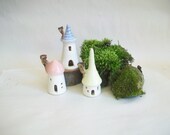 Garden Fairy Houses - Set of 3 - Mini Size- Handmade, Wheel Thrown