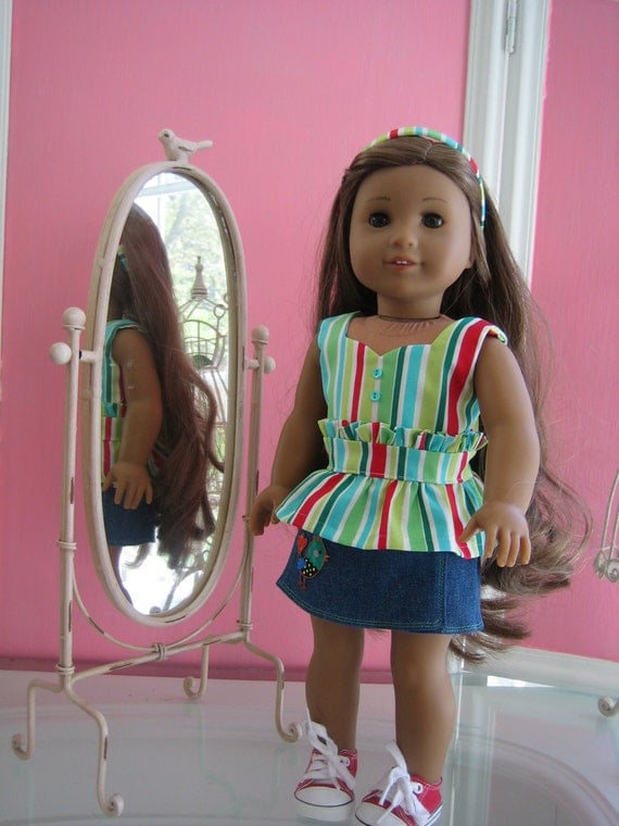 Peplum top and skort / scooter skirt made to fit 18 inch American Girl doll