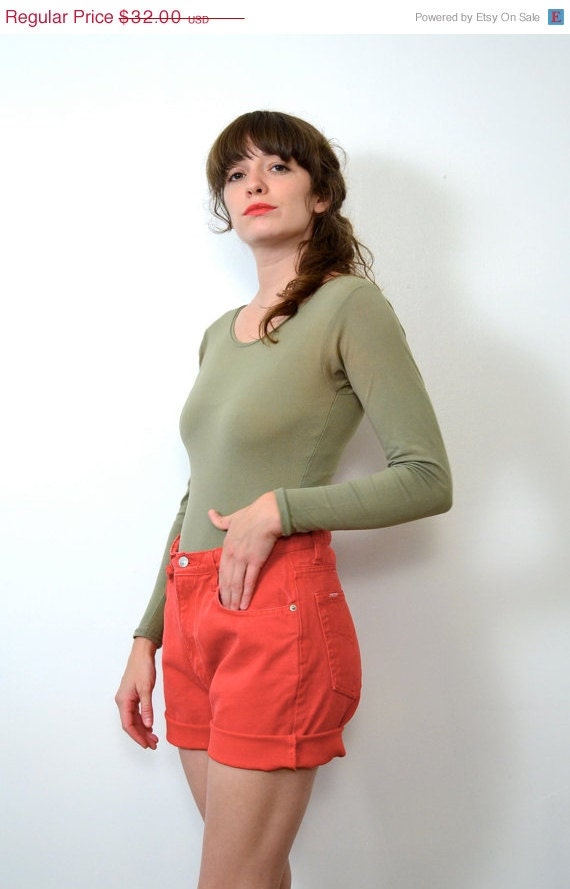 May Sale // 1990s Red Jordache Jean Shorts // Medium // Large