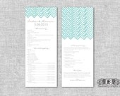 DIY printable, illustrated chevron Wedding Program, 2 sided, Amelia design