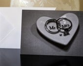 Set of Greeting Cards - Mr and Mrs - Wedding - Annniversary - Wedding Rings - Set of 4 Photo Cards - Black and White Photo - Heart - Love