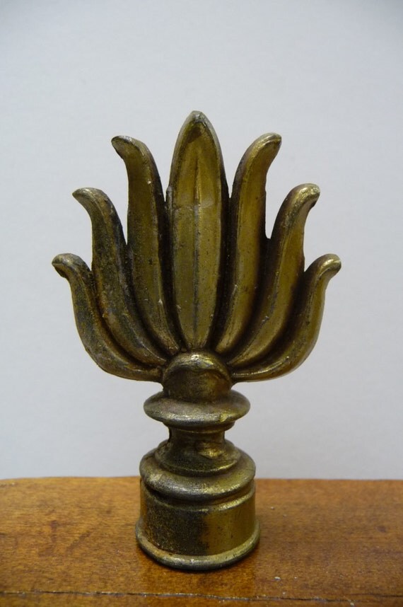 Vintage lamp finial Art Nouveau Tulip Fern Metal by SalvageRelics