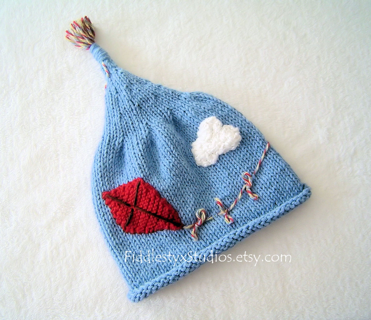 Baby Boy Hat - Hand Knit Boys Hat - Red Kite Knitted Pixie Hat (Newborn, Infant, Toddler, Child sizes) Summer Children Clothing Accessories