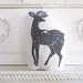 Plush Deer Pillow in Grey. Hand Woodblock Printed. Customizable Colors. Made to Order.