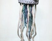 Jellyfish Mobile Sea Jelly in Soft Blue Decor for Beach Baby Boy Room Crocheted