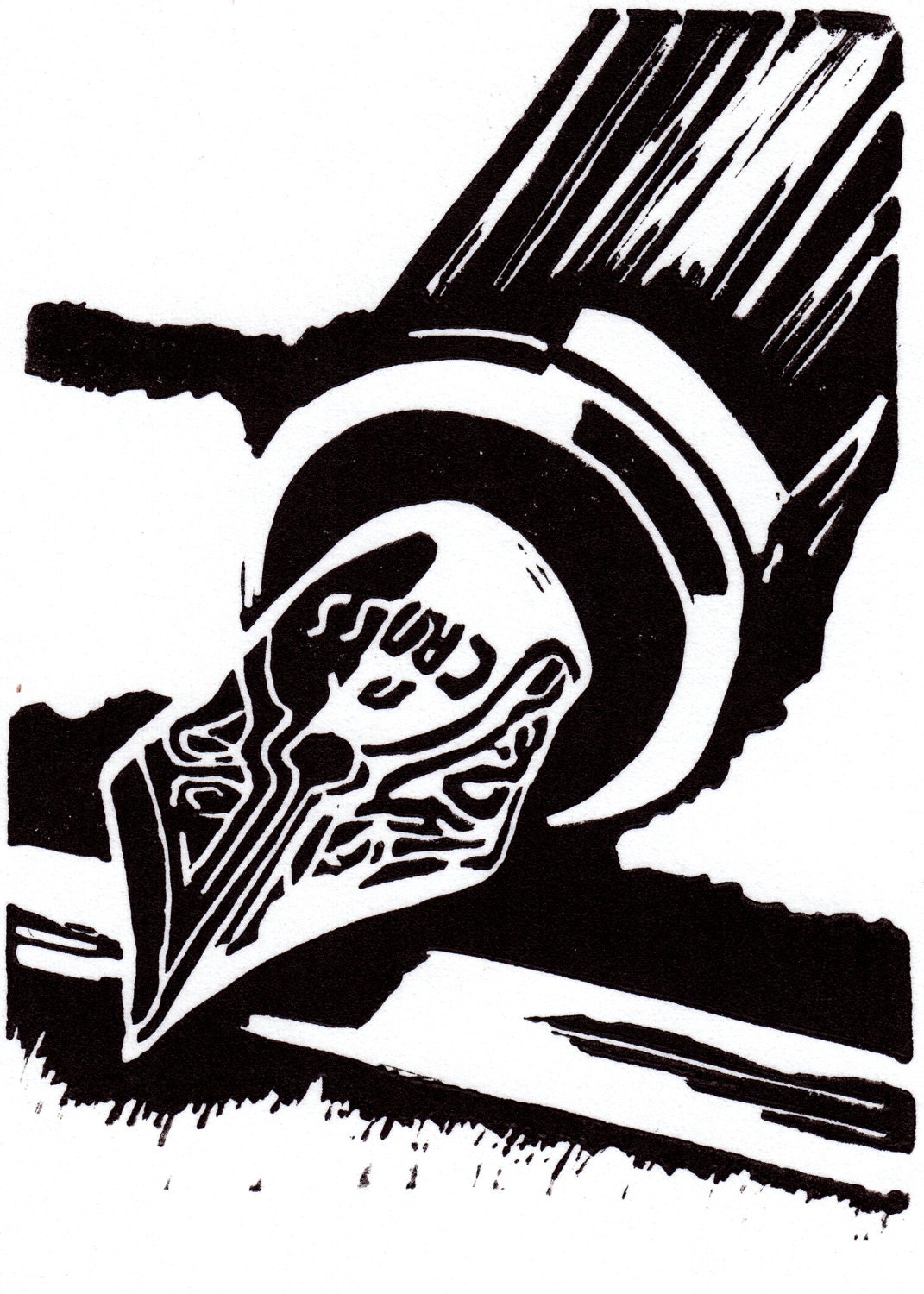 FOUNTAIN PEN Linocut Hand Pulled ORIGINAL Miniature Print