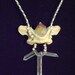 Citrine Crystal in Bone-- 4 crystal beaded neckalce with Vertebrae