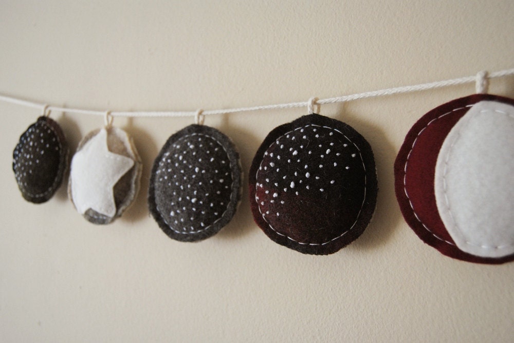 Celestial Embroidery Garland - Space Stars Galaxy - Baby Nursery Decor