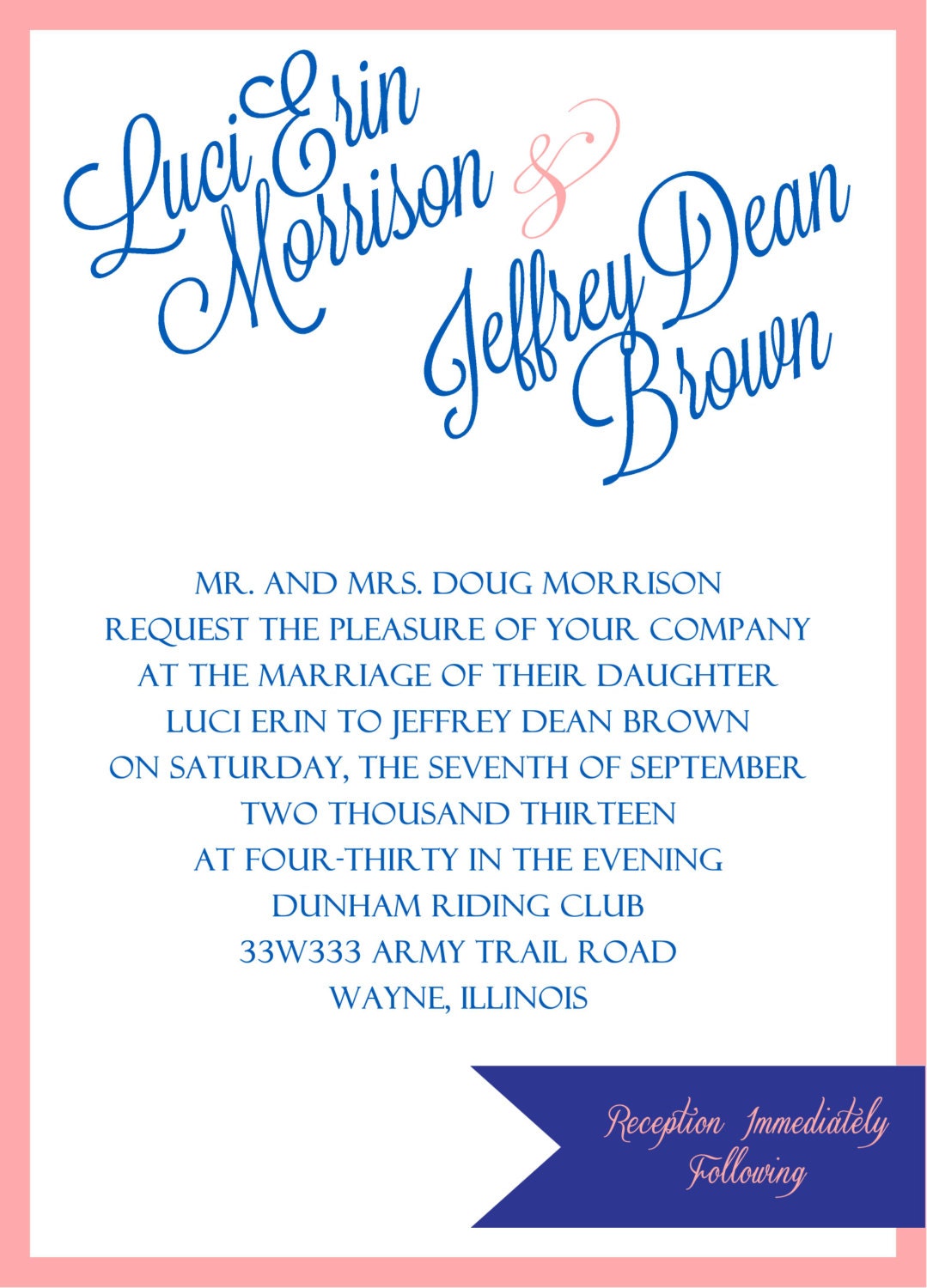 Wedding Invitation in ANY color scheme - Digital File