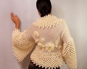 Blossom Fairy / Ivory Crochet Shrug Knit Bolero Wedding Bridal Shrug Bolero Jacket Cardigan Sweater Swarovski Crystal Flowers By Lilithist