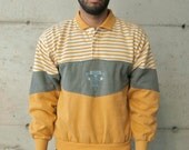 Nautical Mustard Sweater / Striped Cozy Jumper / Yellow Striped Sweatshirt