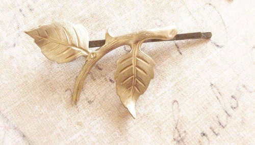 Dryad Leaf Branch Bobby Pin Nature Inspired Rustic Woodland Wedding Bridal Hair Accessories Cute Adorable Elegant Romantic Whimsical Dreamy