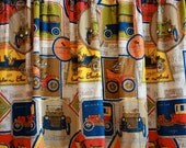 Rare 1950s Vintage Car Print Barkcloth Curtain Panel // Novelty Print // Man Cave