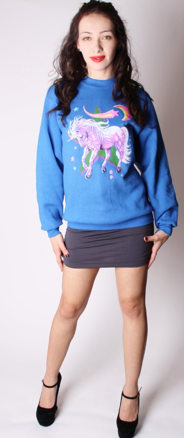80s Cosmic Astral Galaxy Neon Unicorn Dancing Under a Shooting Star and Rainbow Moon Sweatshirt 2263