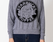 The Little Siren Lightweight Raglan Pullover Starbucks Parody The Little Mermaid Ariel - American Apparel Ladies Sizes S, M, L