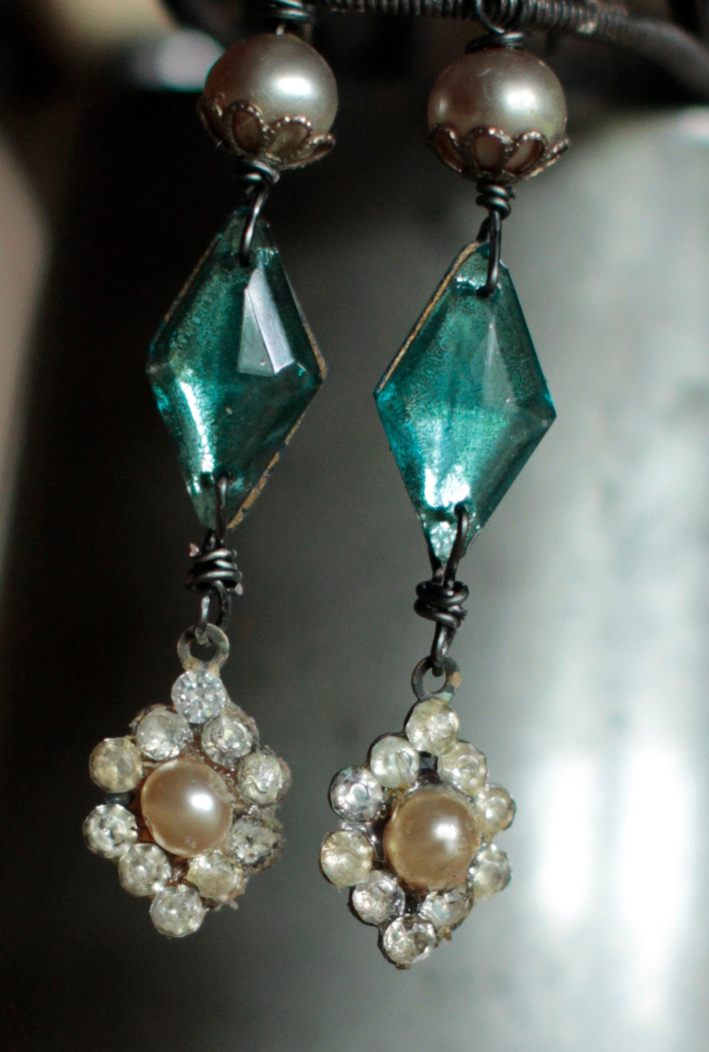 A Sea Of Glass- assemblage earrings