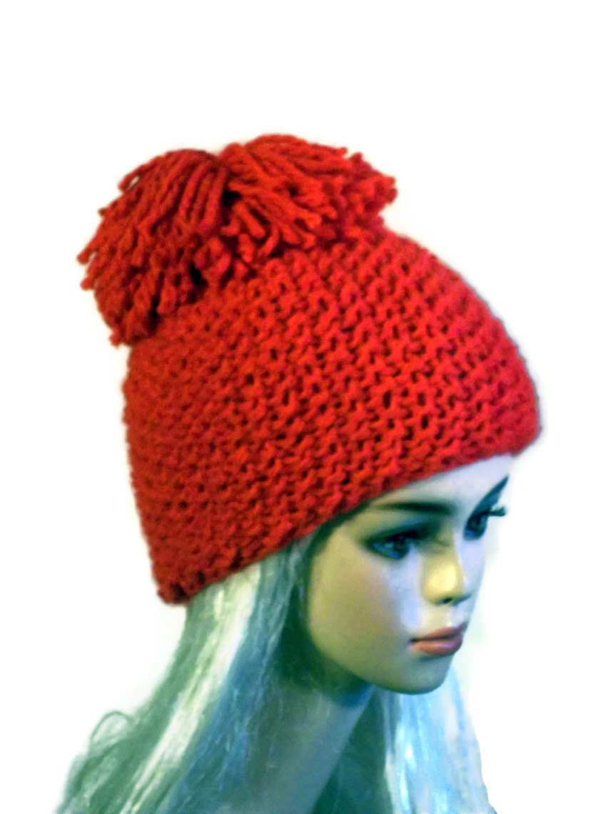 Hand Knit Womens Hat - Chunky Winter Beanie