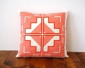 Native Quilt Pillow - Poppy / Tomato / Orange / Red - Screen Printed Organic Cotton - shapescolors