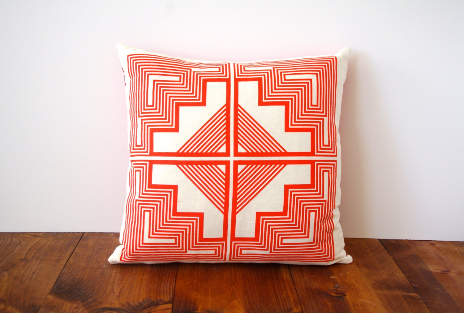 Native Quilt Pillow - Poppy / Tomato / Orange / Red - Screen Printed Organic Cotton