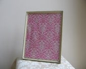 Vintage Silver Metal Picture Frame 11 x 14, Embossed White Accents, Fleur de Lis, Elegant Stately Tarnished Patina