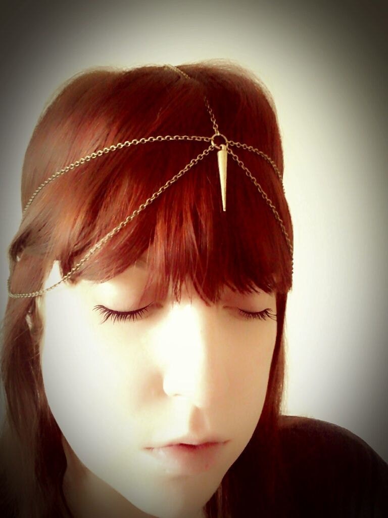 Spike Headpiece Boho Head Jewlry Bohemian Headband Boho Jewelry Boho Chic Bohemian spike Center Full Drape Head Jewelry Gypsy Headpeice