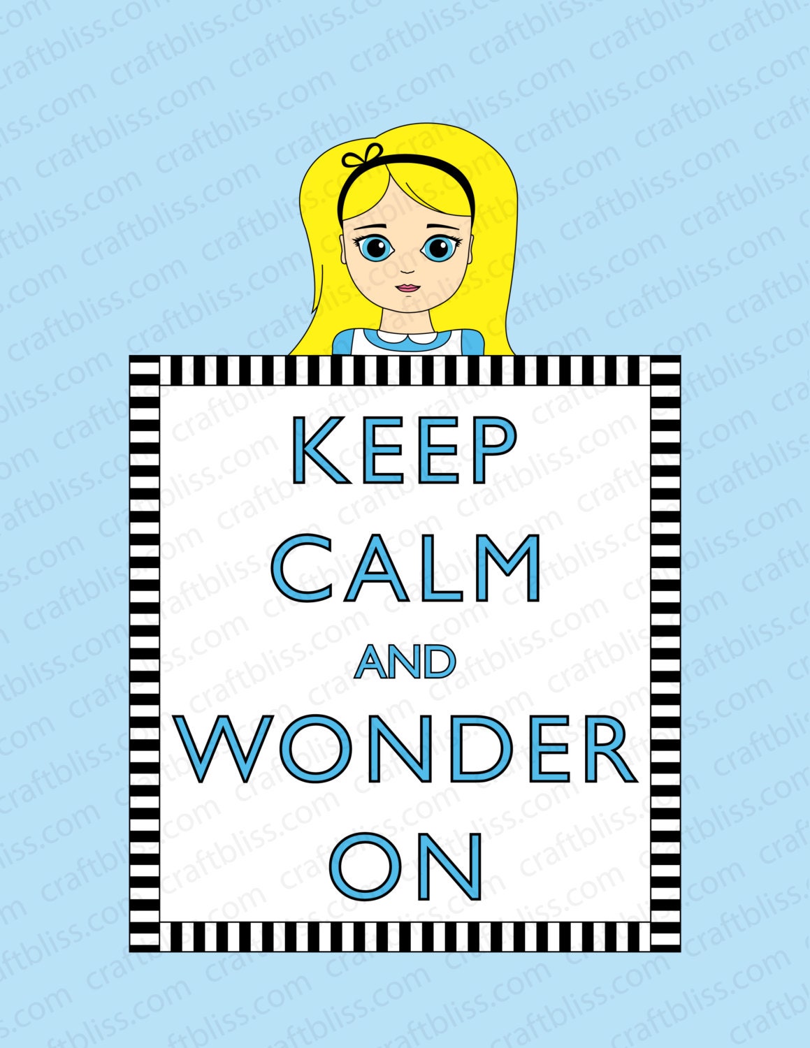 Alice in Wonderland Illustration Digital Download Print for Parties, Decor, Baby Shower and More Keep Calm and Wonder On Il_170x135