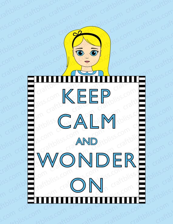 Alice in Wonderland Illustration Digital Download Print for Parties, Decor, Baby Shower and More Keep Calm and Wonder On Il_570xn