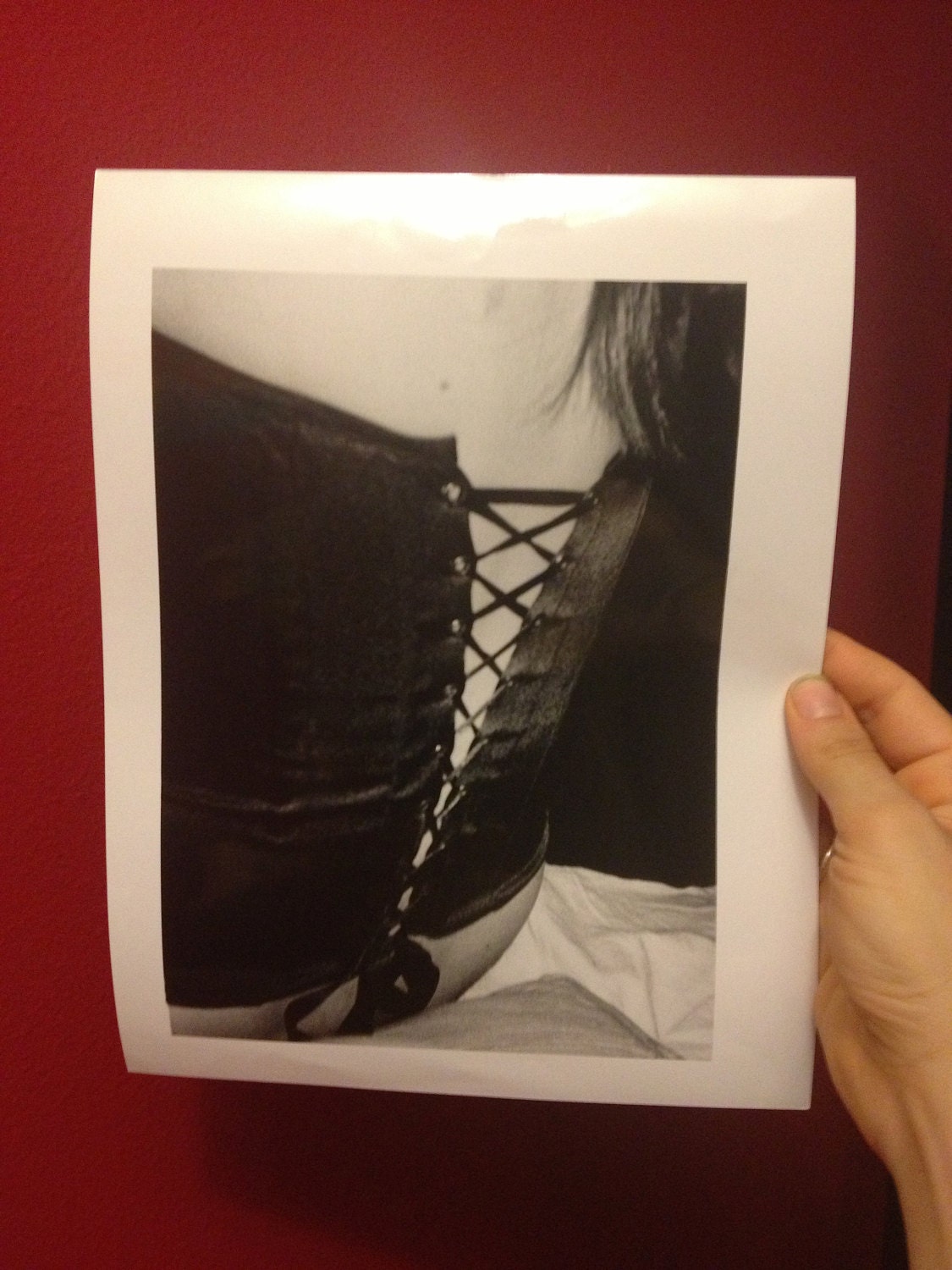 Black and White PHOTOGRAPHY of Woman's Back wearing a CORSET, Hand Developed