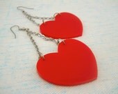 Juicy Red heart and chain earrings