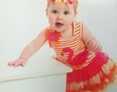 Pink Flamingo Boutique Style Hair Bow Hot Pink Yellow Orange and White Stripes Hot Pink Marabou