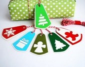ON SALE Mixed Christmas Tags or Package Labels Set of 6 Tags A650 Il_170x135