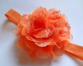 Orange Chiffon & Lace Flower Headband, Baby Hair Accessories, Hair Accessories, Girls Hair Accessories, Orange Flower Headband