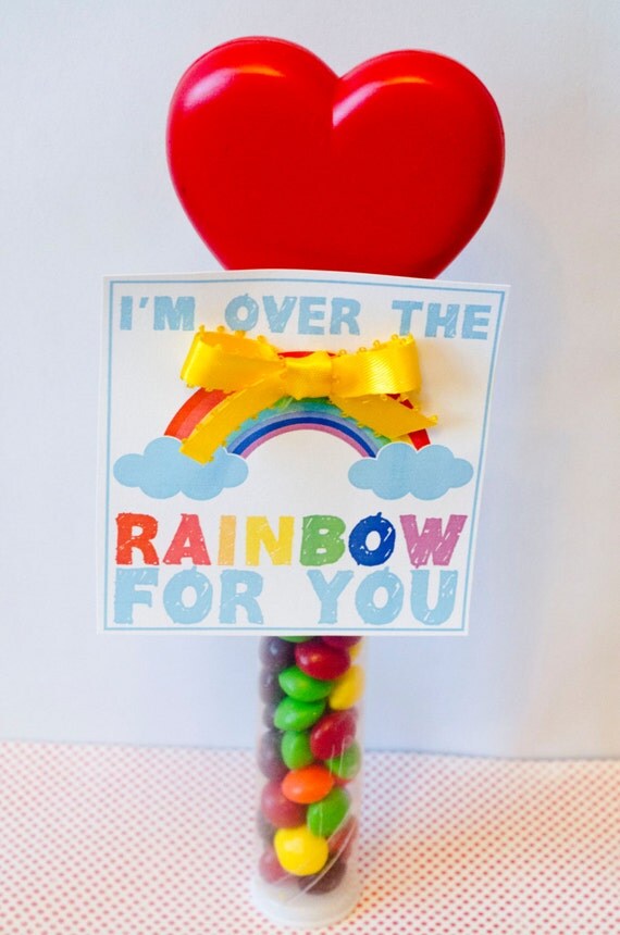 Valentine PRINTABLE 'I'm Over The Rainbow For You' Valentine Tag (INSTANT DOWNLOAD) by Love The Day Il_570xn