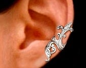 925, Iris wave - solid sterling silver ear cuff earring jewelry non pierced earcuff  fleur de lis 052813