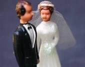 Here comes the Bride. Vintage wedding cake topper...