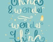 Think & Wonder - A4 typography hand lettering print Dr. Seuss