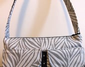 Beige Black Canvas Zebra Bag Purse Grommet Tape Corset Zipper Snap Pouch Pocket Punk  Eyelet Twill Goth Lolita Handmade