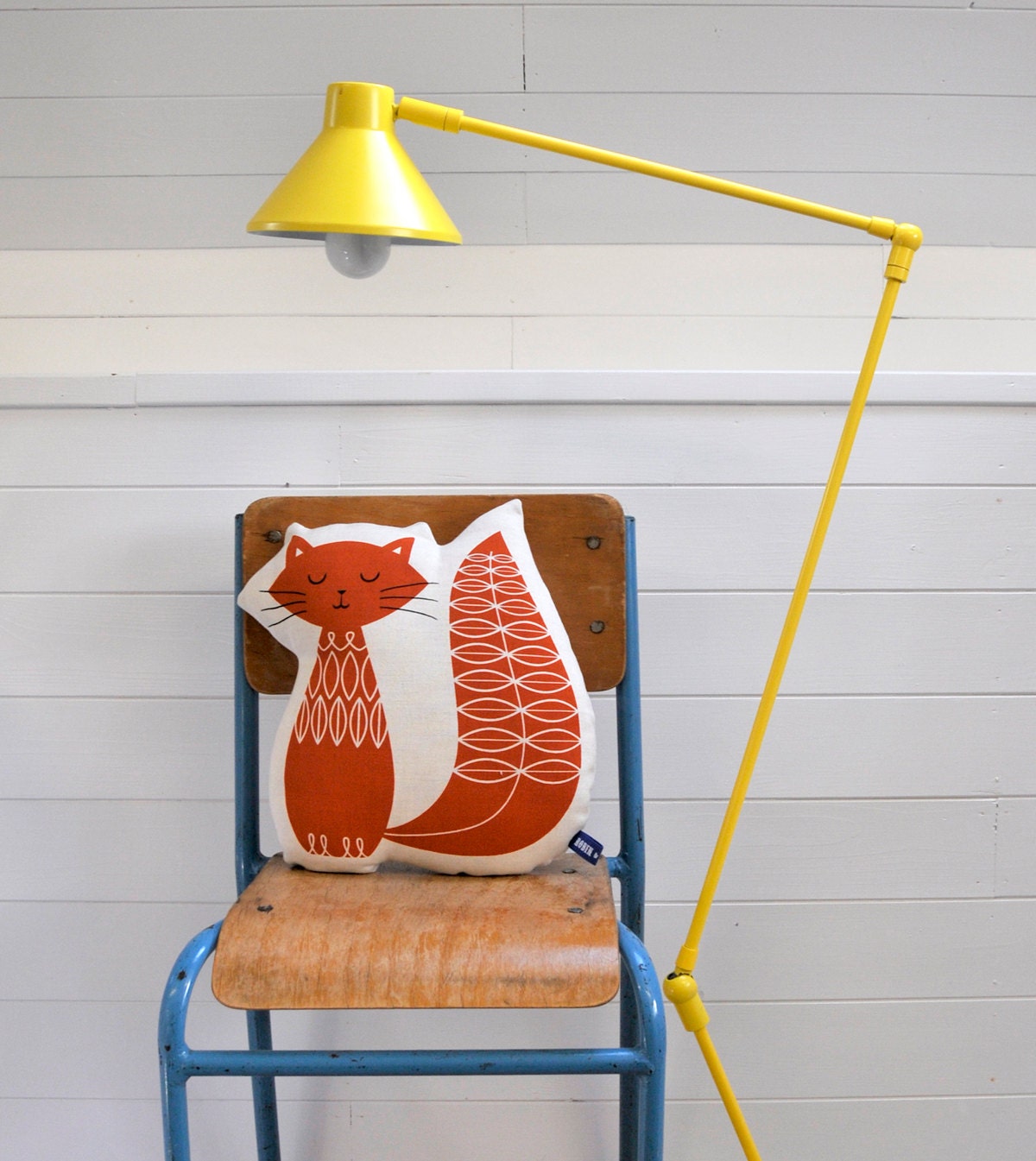 NEW Hand Screen Printed Cat in Burnt Orange