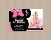 Pink Minnie Mouse Birthday Party Invitation - Inspired by Minnie Mouse - Minnie Mouse Birthday Invitation